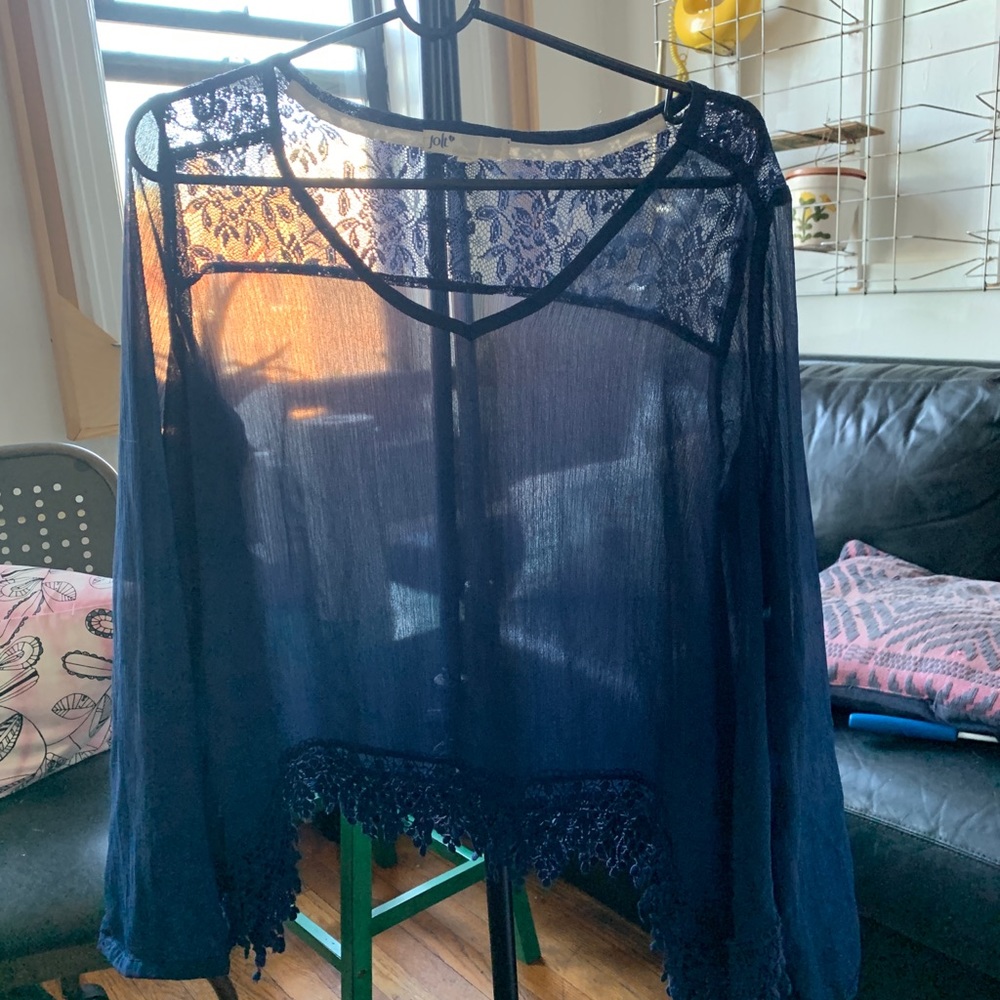 SOLD JOLT XL sheer NAVY blouse 💙💙💙🦕💙💙💙